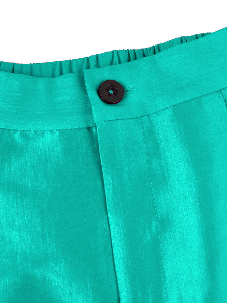 Women‘s Fashion Shiny Pants With Ruffles Decoration