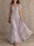 Lavender Sheer Tiered Maxi Dress