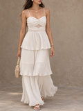 Cream Polka Dot Ruffle Tiered Maxi Dress