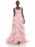 Pink Ruffle Tiered Maxi Dress