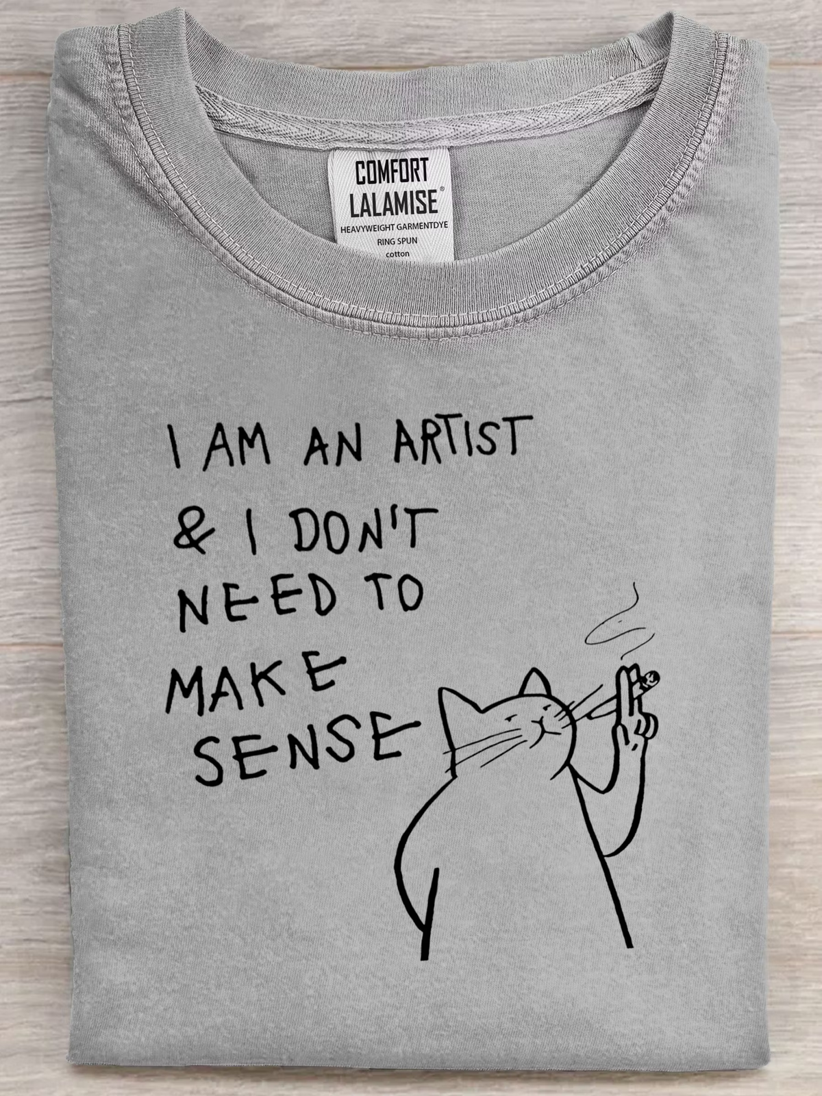 Artist Cat Graphic Crew Neck Tee