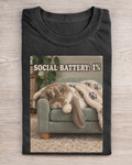 Charcoal Bunny Social Battery Graphic Tee