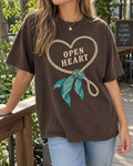 Brown Rope Heart Open Heart Graphic Tee