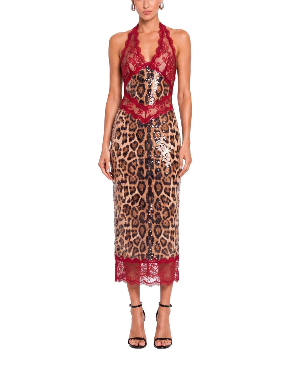 Lace Leopard Midi Dress