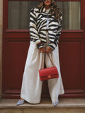 Black White Zebra Print Faux Fur Jacket