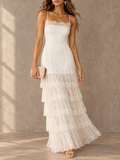 Cream Lace Tiered Maxi Dress