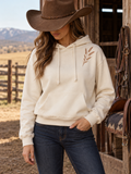 Cream Embroidered Detail Hoodie
