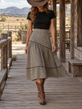 Gingham Tiered Midi Skirt