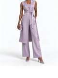 Lilac Satin Sleeveless Wrap Jumpsuit