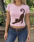 Pink Star Cat Graphic Baby Tee