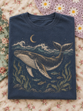 Navy Whale Moon Graphic Tee