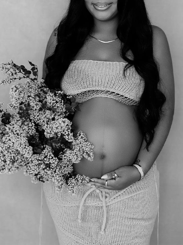 Grey 2 Pieces Tube Mesh Tie Slit Drawstring Chic Bodycon Photoshoot Baby Shower Maternity Maxi Dress