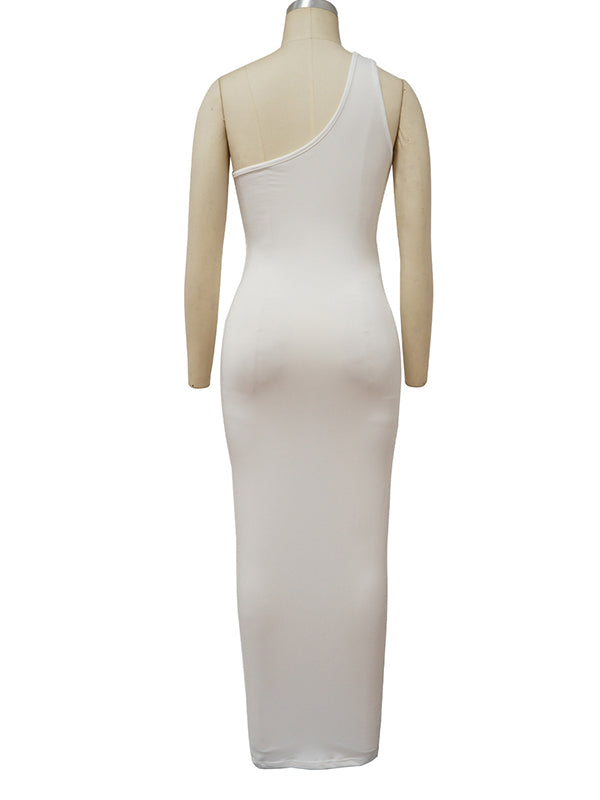White One Shoulder Cut Out Bodycon Party Club Photoshoot Baby Shower Maternity Maxi Dress