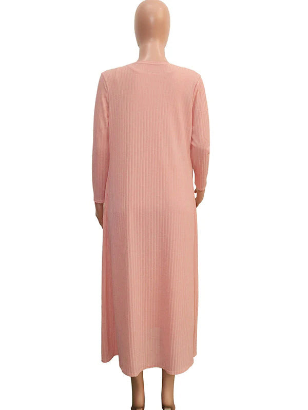 Pink Sweater Off Shoulder Sashes Cardigans Bodycon 2-in-1 Baby Shower Maternity Midi Dress
