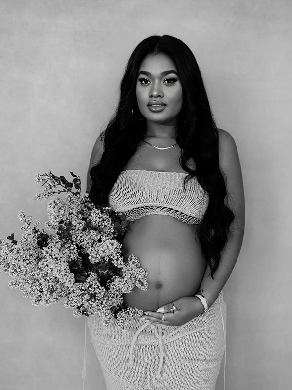 Grey 2 Pieces Tube Mesh Tie Slit Drawstring Chic Bodycon Photoshoot Baby Shower Maternity Maxi Dress