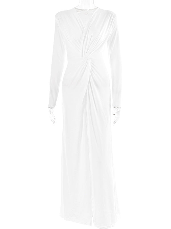Twist Ruched Side Slit V-neck Elegant Banquet Photoshoot Baby Shower Maternity Maxi Dress