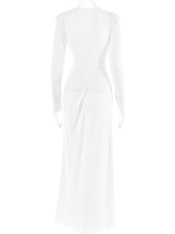 Twist Ruched Side Slit V-neck Elegant Banquet Photoshoot Baby Shower Maternity Maxi Dress