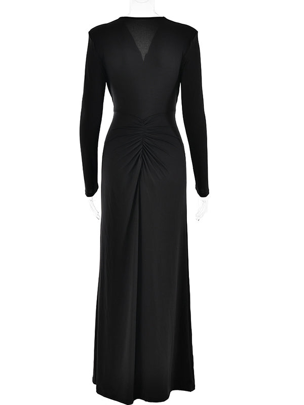Twist Ruched Side Slit V-neck Elegant Banquet Photoshoot Baby Shower Maternity Maxi Dress