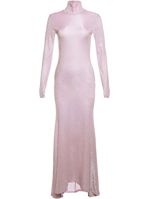 Belly Friendly Shimmer High Neck Bodycon Mermaid Evening Babyshower Maternity Maxi Dress
