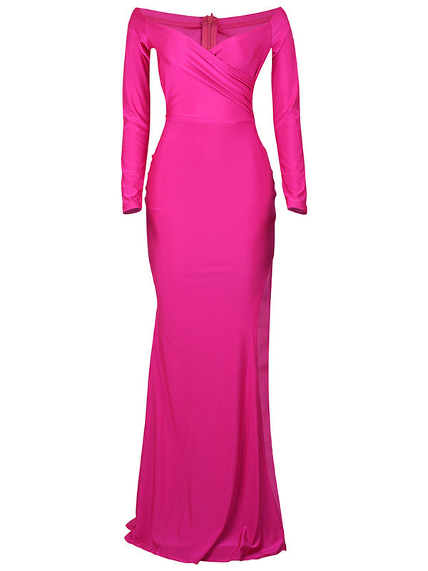 Belly Friendly Off Shoudler Side Slit High Split Photography Babyshower Party Gown Maternity Maxi Dress