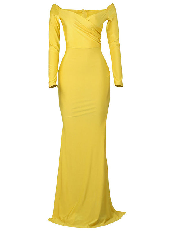 Belly Friendly Off Shoudler Side Slit High Split Photography Babyshower Party Gown Maternity Maxi Dress