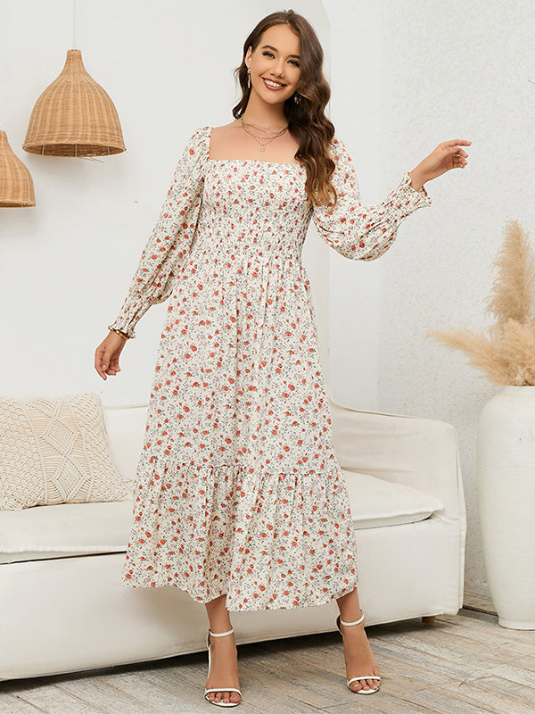 Chiffon Floral Print Ruffle High Waist Boutique Holiday Sweet Maternity Maxi Dress