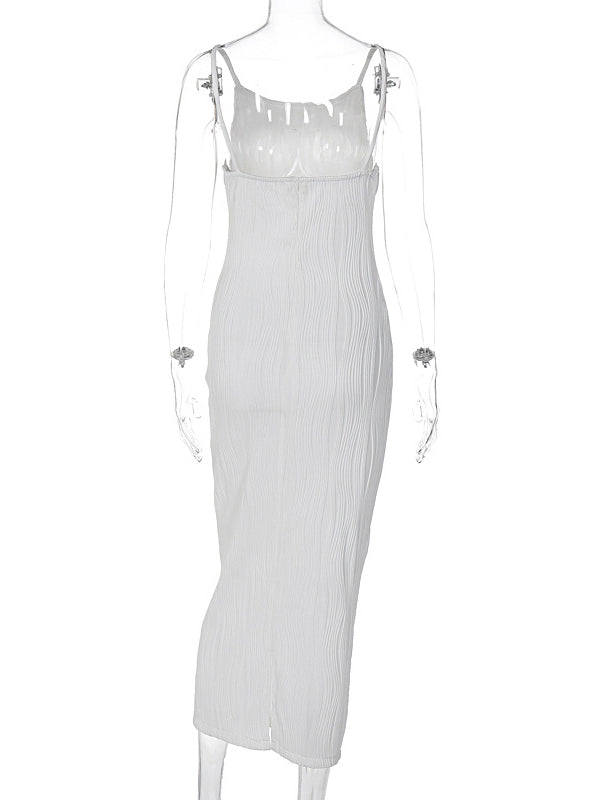 3D Line Backless Back Slit Bodycon Elegant Baby Shower Maternity Maxi Dress