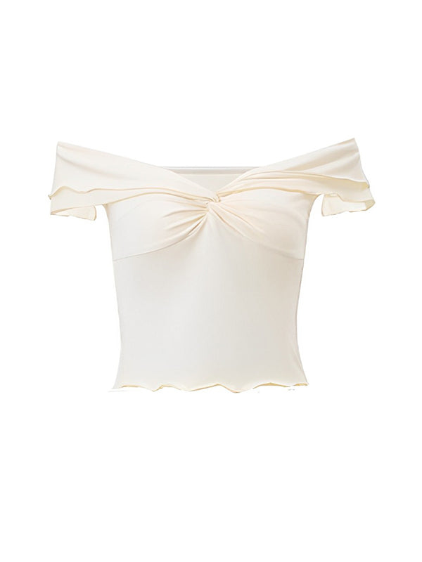 Ivory White Two Piece Set Off Shoulder Ruffle Falbala Bodycon Elegant Maternity Boho Photoshoot Baby Shower Maxi Dress