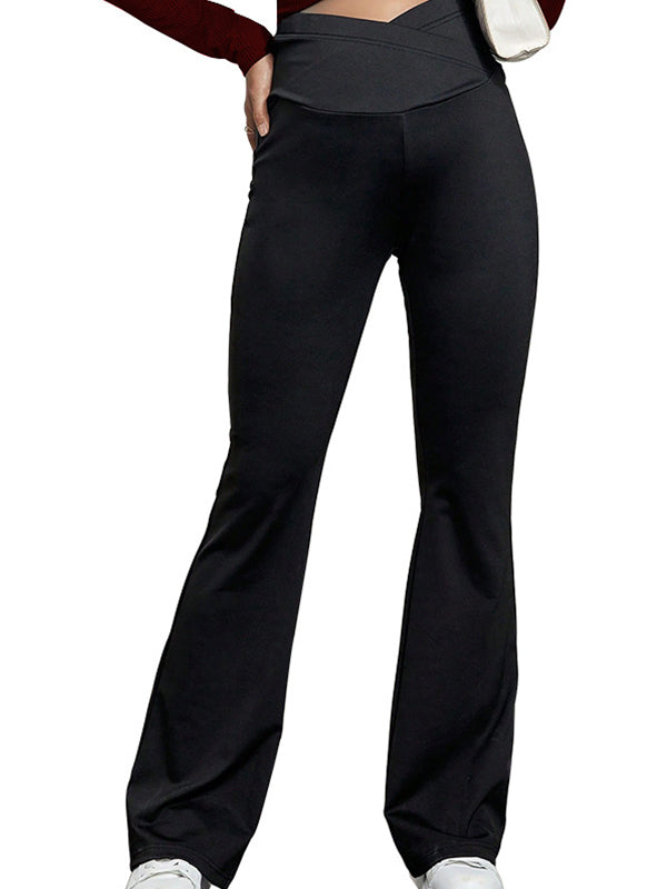 Black Over The Belly Flare Bell Bottom High Waisted Work Cozy Pants Casual Maternity Trousers