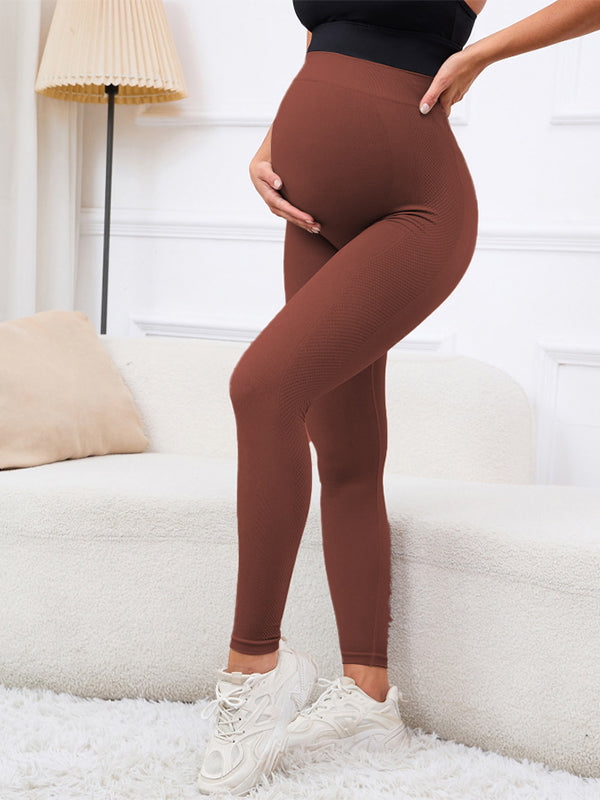 Solid Color High Waist Support Belts Daily Casual Sport Fashion Maternity Leggings