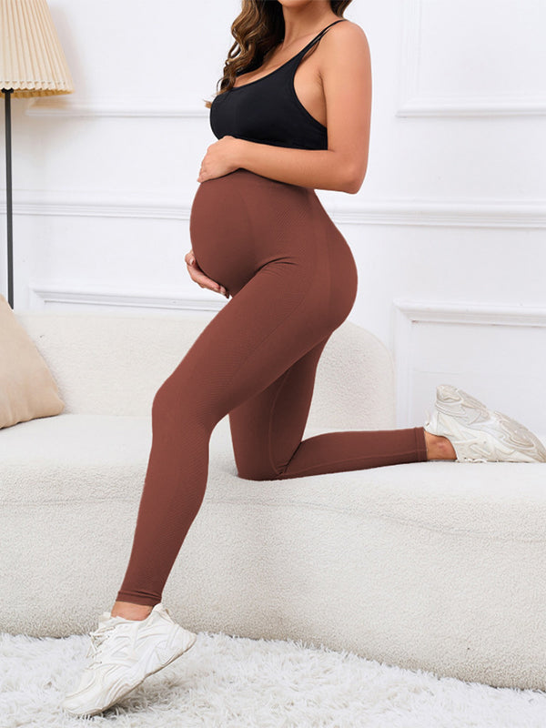 Solid Color High Waist Support Belts Daily Casual Sport Fashion Maternity Leggings