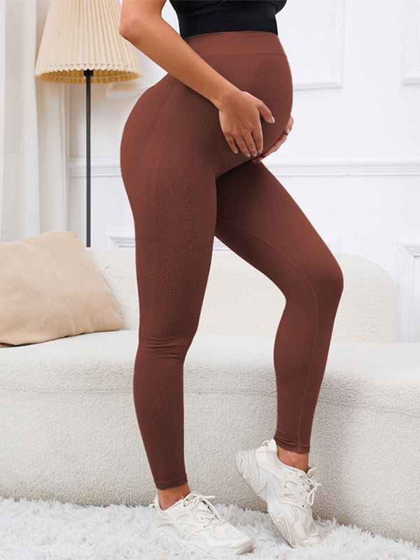 Solid Color High Waist Support Belts Daily Casual Sport Fashion Maternity Leggings