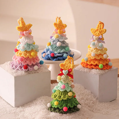 Handmade Woolen Crochet Christmas Tree Ornaments Plush Christmas Atmosphere Ornaments Home and Car Ornaments Decorative Items