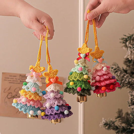 Handmade Woolen Crochet Christmas Tree Ornaments Plush Christmas Atmosphere Ornaments Home and Car Ornaments Decorative Items