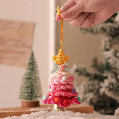 Handmade Woolen Crochet Christmas Tree Ornaments Plush Christmas Atmosphere Ornaments Home and Car Ornaments Decorative Items