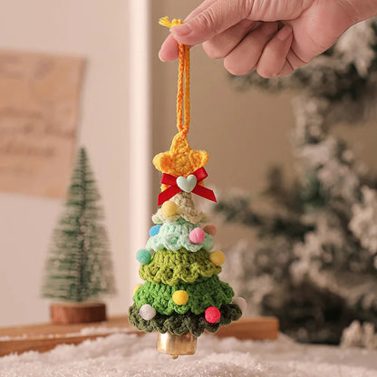 Handmade Woolen Crochet Christmas Tree Ornaments Plush Christmas Atmosphere Ornaments Home and Car Ornaments Decorative Items
