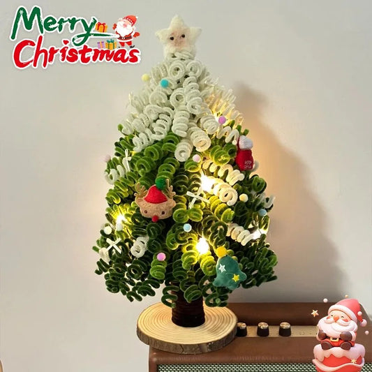 Christmas DIY Mini Tree Kit - Craft Your Own Twistable Wire Christmas Tree Decoration for Tabletop Display.