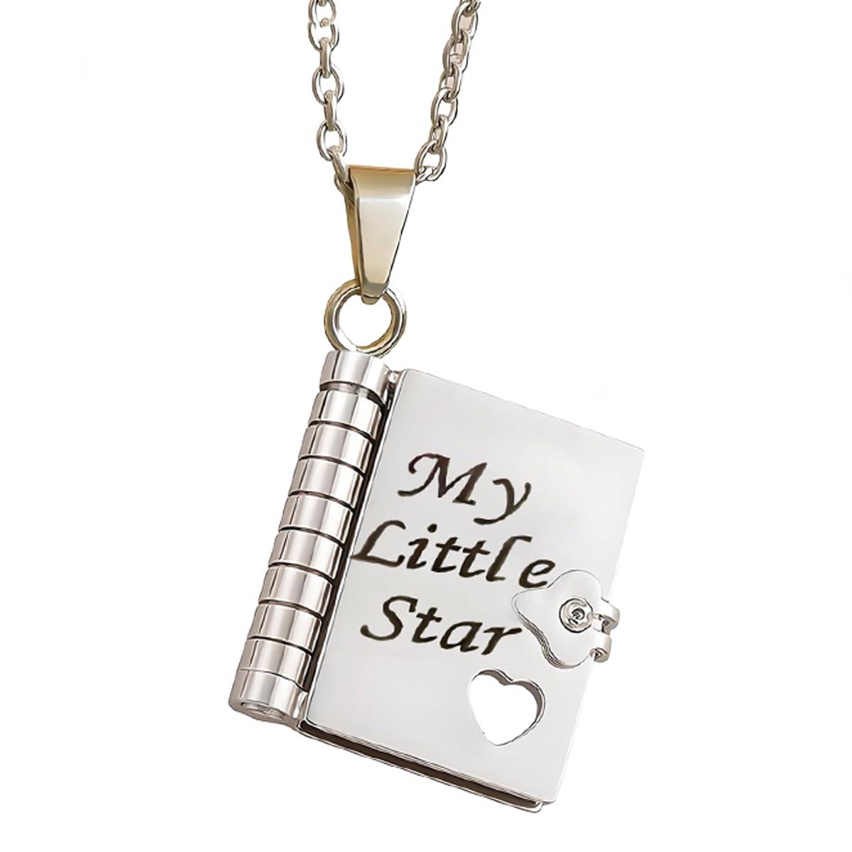 My Little Star Book Necklace – A Letter to My Daughter in a Locket, Adjustable Pendant with Message Inside, Meaningful Jewelry Gift