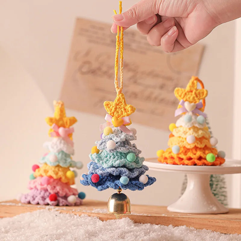 Handmade Woolen Crochet Christmas Tree Ornaments Plush Christmas Atmosphere Ornaments Home and Car Ornaments Decorative Items