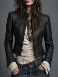 Black Fitted Leather Moto Jacket
