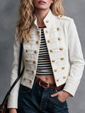 Cream Military Button Front Jacket