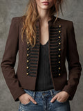Brown Military Button Front Jacket
