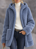 Blue Faux Fur Hooded Coat