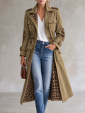 Olive Leopard Print Trim Utility Coat