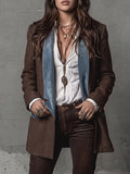 Brown Check Blazer with Contrast Lapels