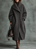 DarkGrey Faux Wool Oversized Long Coat