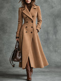 Camel Double Breasted Long Coat