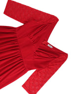 Elegant Lace Midi A Line Wedding Guest Dress V Neck Pleated