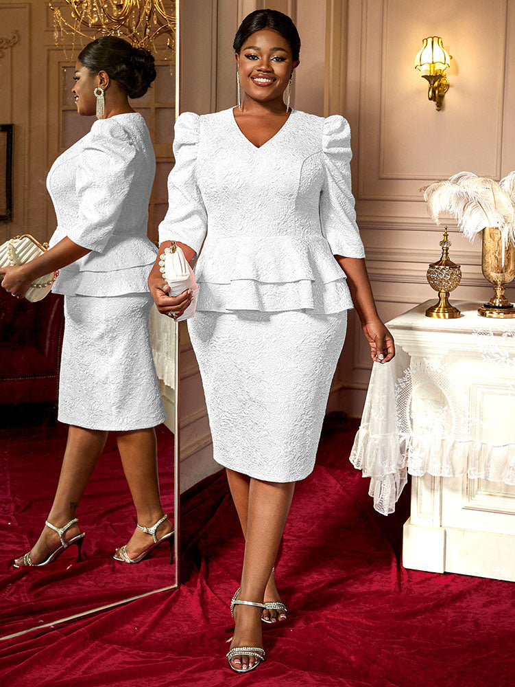 Elegant Jacquard Package Hip Dresses For Wedding Guests