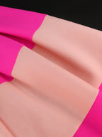 Asymmetrical Collar Pink Dress A Line Midi